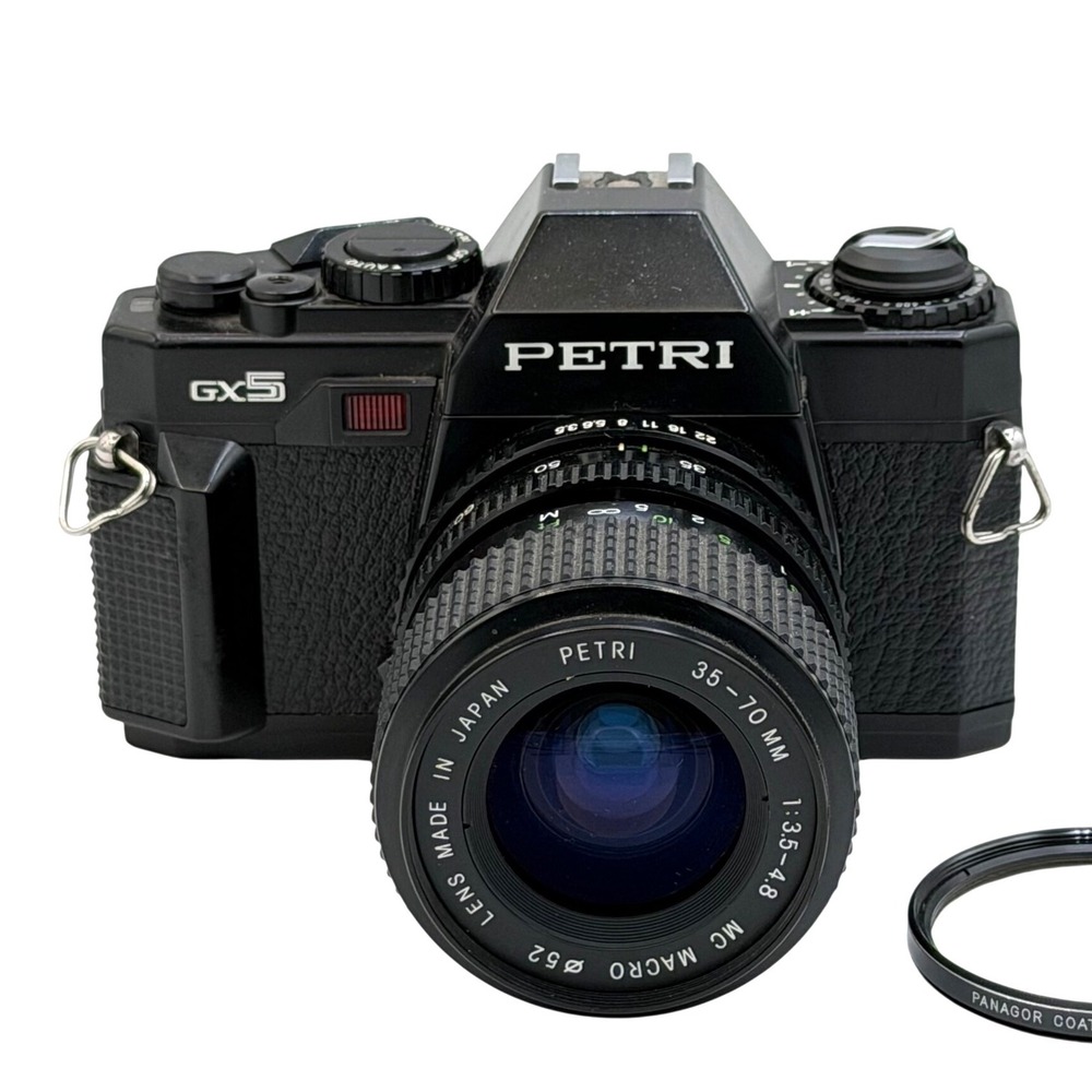 Petri GX-5 35mm SLR Film Camera with‎ 35-70mm f3.5-4.8 MC Macro Lens Black WORKS
